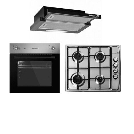 Pachet incorporabile  Hausberg cuptor Hb 8043,2000w,clasa A+plita 4 ochiuri,gaz Hb555 + Hota  telesc